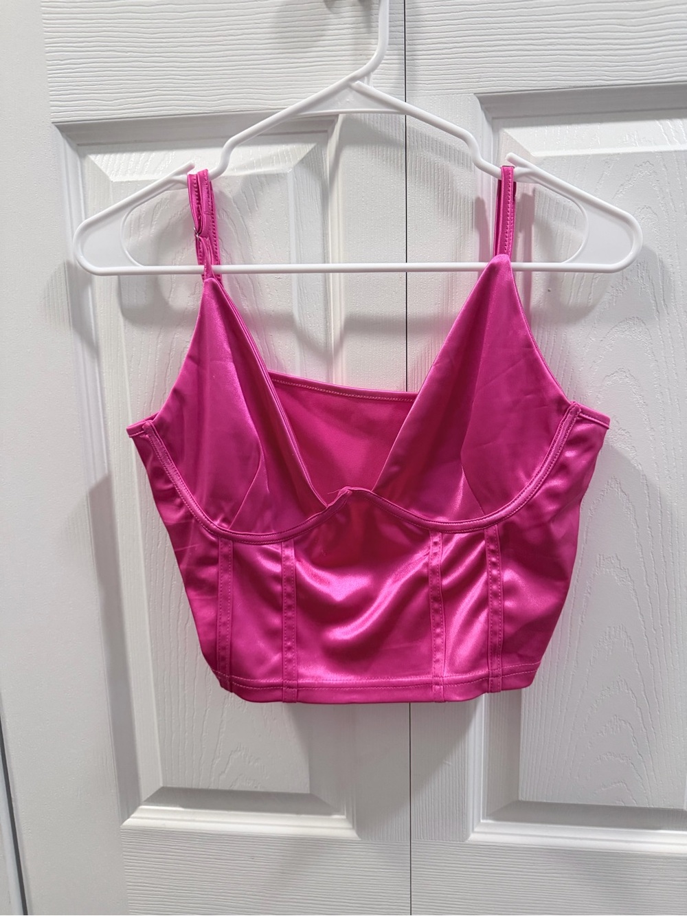 Pink Satin Crop Bralette with Supportive Seaming - Women Intimates